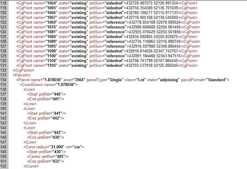 Screen grab from an XML file suitable for lodgement with Land and Property Information NSW
